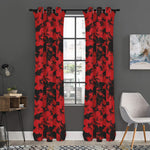 Black And Red Hibiscus Pattern Print Curtain