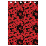 Black And Red Hibiscus Pattern Print Curtain