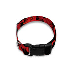 Black And Red Hibiscus Pattern Print Dog Collar