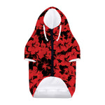 Black And Red Hibiscus Pattern Print Dog Zip Up Hoodie