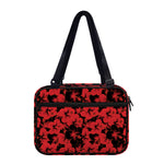 Black And Red Hibiscus Pattern Print Double Strap Bible Bag