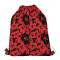 Black And Red Hibiscus Pattern Print Drawstring Bag