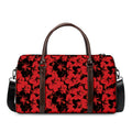 Black And Red Hibiscus Pattern Print Duffel Bag