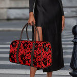 Black And Red Hibiscus Pattern Print Duffle Bag