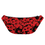 Black And Red Hibiscus Pattern Print Fanny Pack
