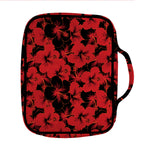 Black And Red Hibiscus Pattern Print Front Pocket Bible Bag