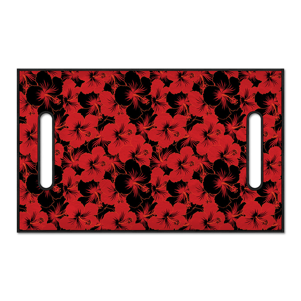 Black And Red Hibiscus Pattern Print Golf Cart Seat Cover