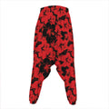 Black And Red Hibiscus Pattern Print Hammer Pants