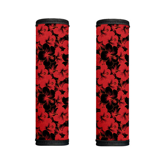 Black And Red Hibiscus Pattern Print Handle Covers