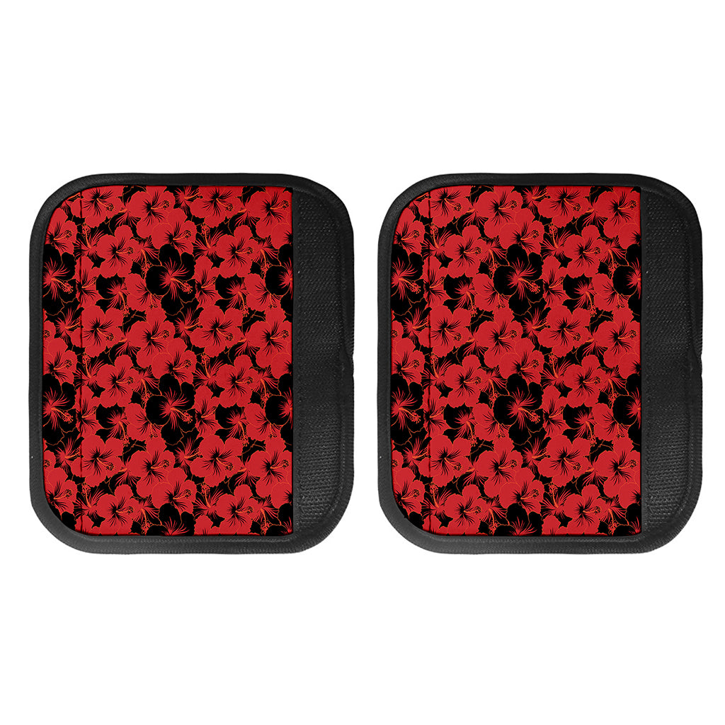 Black And Red Hibiscus Pattern Print Handle Covers