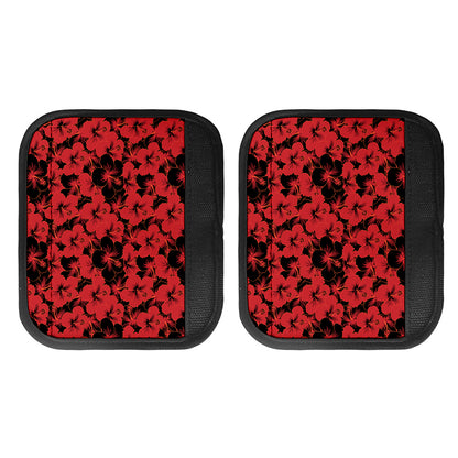 Black And Red Hibiscus Pattern Print Handle Covers