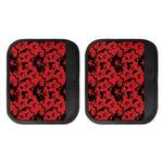 Black And Red Hibiscus Pattern Print Handle Covers