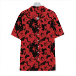 Black And Red Hibiscus Pattern Print Hawaiian Shirt