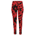 Black And Red Hibiscus Pattern Print High-Waisted Pocket Leggings