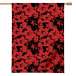 Black And Red Hibiscus Pattern Print House Flag