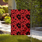 Black And Red Hibiscus Pattern Print House Flag