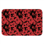 Black And Red Hibiscus Pattern Print Indoor Door Mat