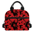 Black And Red Hibiscus Pattern Print Insulated Lunch Bag
