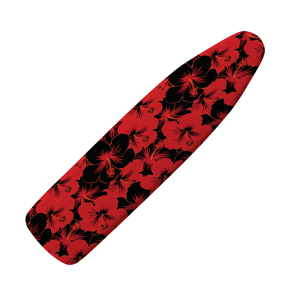 Black And Red Hibiscus Pattern Print Ironing Board Cover