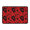 Black And Red Hibiscus Pattern Print Kitchen Mat