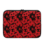 Black And Red Hibiscus Pattern Print Laptop Sleeve