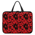 Black And Red Hibiscus Pattern Print Laptop Sleeve With Handle