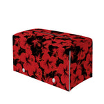 Black And Red Hibiscus Pattern Print Leather Tissue Box Cover