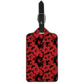 Black And Red Hibiscus Pattern Print Luggage Tag