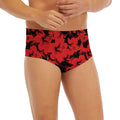 Black And Red Hibiscus Pattern Print Men's Briefs
