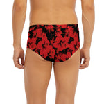 Black And Red Hibiscus Pattern Print Men's Briefs