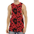 Black And Red Hibiscus Pattern Print Men's Muscle Tank Top