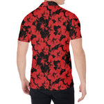 Black And Red Hibiscus Pattern Print Men's Shirt