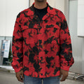 Black And Red Hibiscus Pattern Print Men's Shirt Jacket