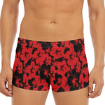 Black And Red Hibiscus Pattern Print Men's Short Boxer Briefs