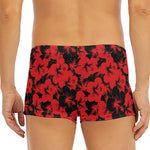 Black And Red Hibiscus Pattern Print Men's Short Boxer Briefs