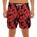 Black And Red Hibiscus Pattern Print Men's Split Running Shorts