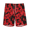Black And Red Hibiscus Pattern Print Men's Athletic Shorts