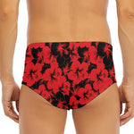 Black And Red Hibiscus Pattern Print Men's Triangle Swim Briefs
