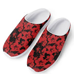 Black And Red Hibiscus Pattern Print Mesh Casual Shoes