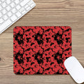 Black And Red Hibiscus Pattern Print Mouse Pad