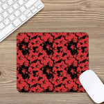 Black And Red Hibiscus Pattern Print Mouse Pad