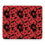 Black And Red Hibiscus Pattern Print Mouse Pad