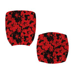 Black And Red Hibiscus Pattern Print Office Chair Cover