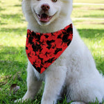 Black And Red Hibiscus Pattern Print Over The Collar Dog Bandana