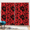 Black And Red Hibiscus Pattern Print Pencil Pleat Curtains