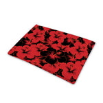 Black And Red Hibiscus Pattern Print Pet Cooling Mat Cover