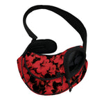 Black And Red Hibiscus Pattern Print Pet Sling Carrier