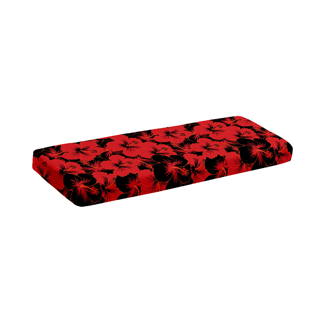 Black And Red Hibiscus Pattern Print Piano Keyboard Cover