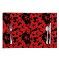 Black And Red Hibiscus Pattern Print Placemat