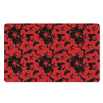 Black And Red Hibiscus Pattern Print Polyester Doormat